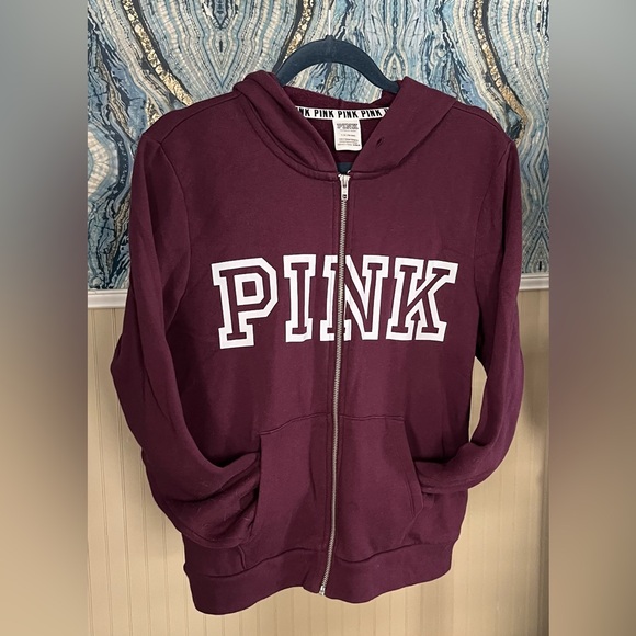 PINK Victoria's Secret Maroon Hoodie, Size L - Picture 1 of 3
